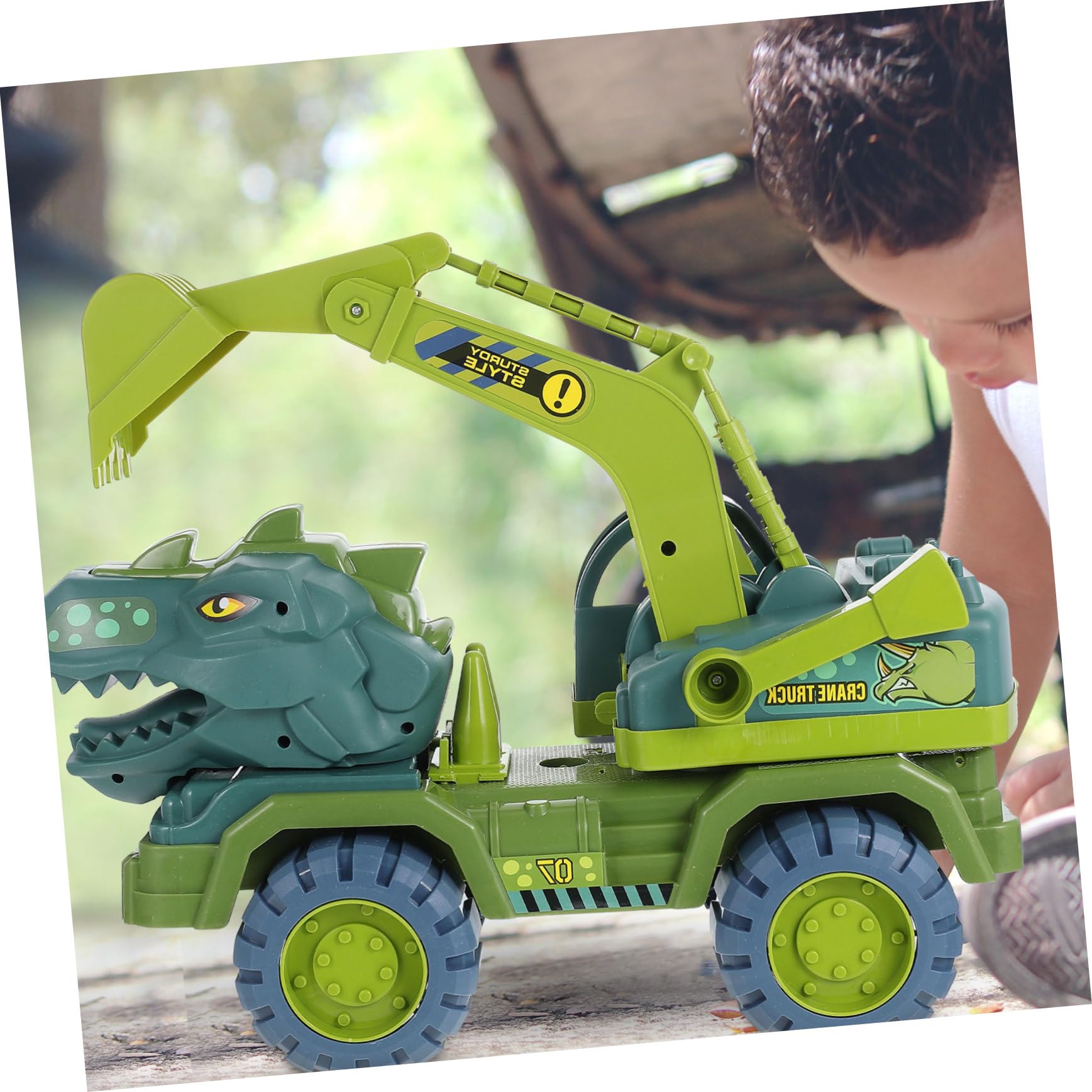 SUPVOX Giocattolo Dinosauro Tirannosauro in Plastica Verde Effetto Inerzia, Facile da Afferrare e Trasportare, Set di Veicoli per Ragazzo Ragazza da Gioco All'aperto