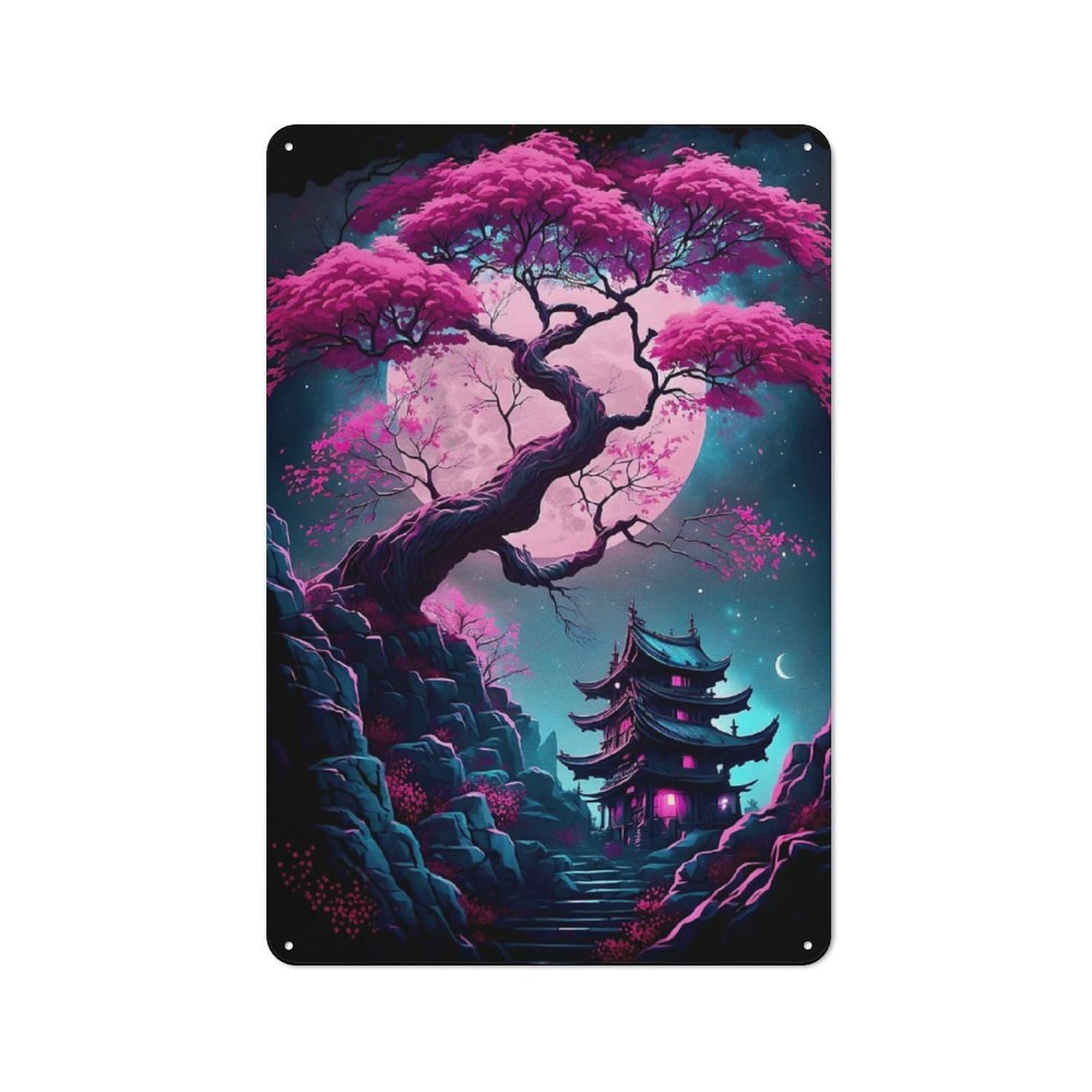 Junmoney Mystical Tree 10 Tin Wall Plaque 30X20cm With For Pub Or Café, A Decorative Christmas Gift For Hospitality Wall Decor Collectors
