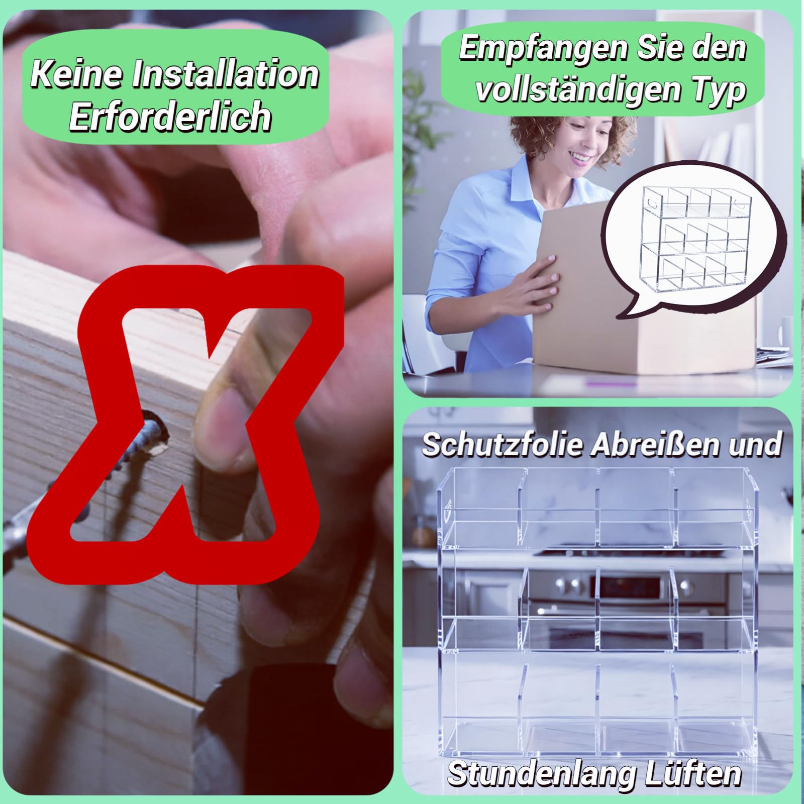 Teebeutel Aufbewahrung Organizer aus Acryl, 3-Stufiger, mit Fächern | Tee Organizer Küche für Vorratskammer, Durchsichtig Teeboxen für Teebeutel, Teebeutelhalter für Arbeitsplatten