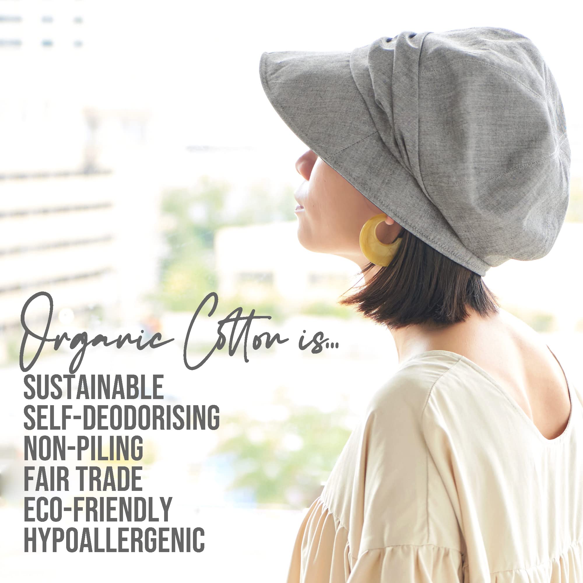 CHARM Sombrero Verano Mujer Algodón - Orgánico Gorra ala Ancha Quimio Sol SPF