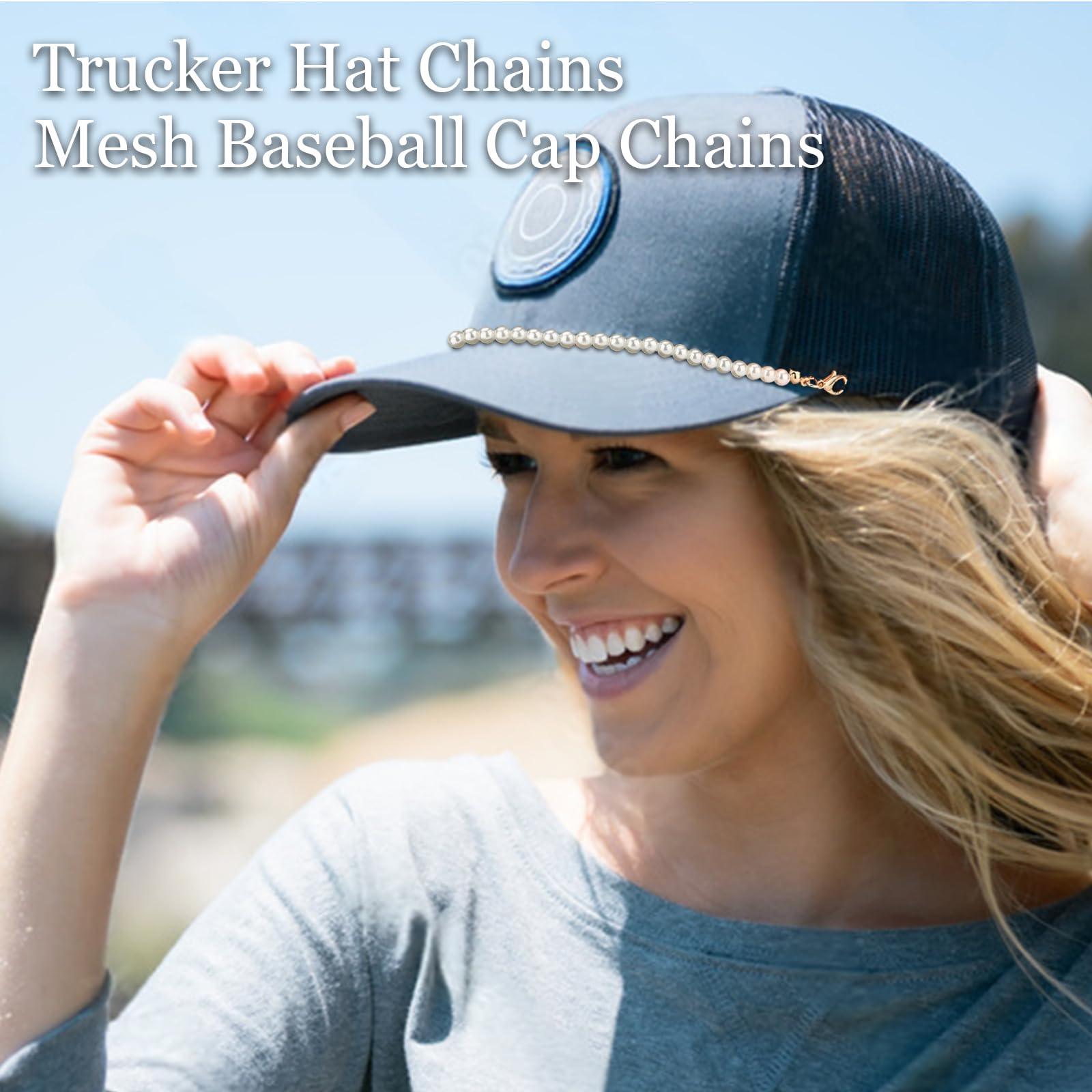 LORACOXS 9PCS Tracker Hat Chains for Women Tracker Hat Accessories, Mesh Baseball Cap Brim Chains, Trucker Hat Chains Bill Decoration, DIY Detachable Hat Jewelry