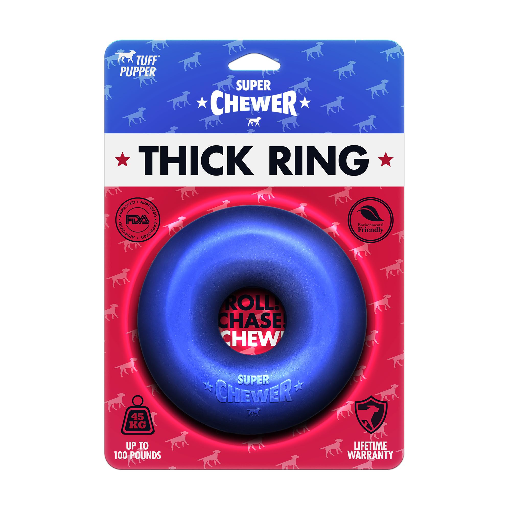 SuperChewy Anillo de goma grueso para perro | Gran juguete para masticar para perros | Juguete para masticar para perros | Juguete de masticar ultra duradero para masticadores agresivos