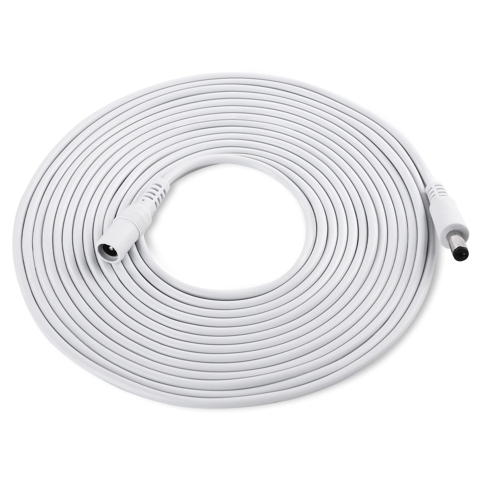 12V DC Extension Cable 4.5M, 2.1mm x 5.5mm Universal DC/AC Extension Cable for Hue 12V Power Supply Adapter, CCTV Security Camera,Led Strip Light,DVRs,Routers,DC Power Extension Cable, White,1-Pack
