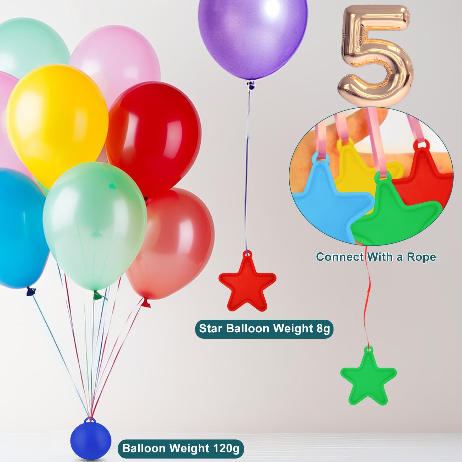 24 pesi per palloncini a elio, in plastica dorata, per palloncini, peso per palloncini a elio, pesi per palloncini dorati, pesi per baloon, accessori per feste
