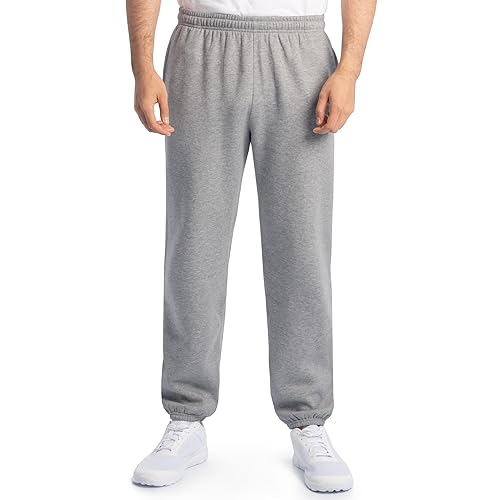 Fruit of the Loom Eversoft Fleece Elastic Bottom Sweatpants with Pockets, Relaxed Fit, Moisture Wicking, Breathable - 3X-Large - Grey Heather - 1