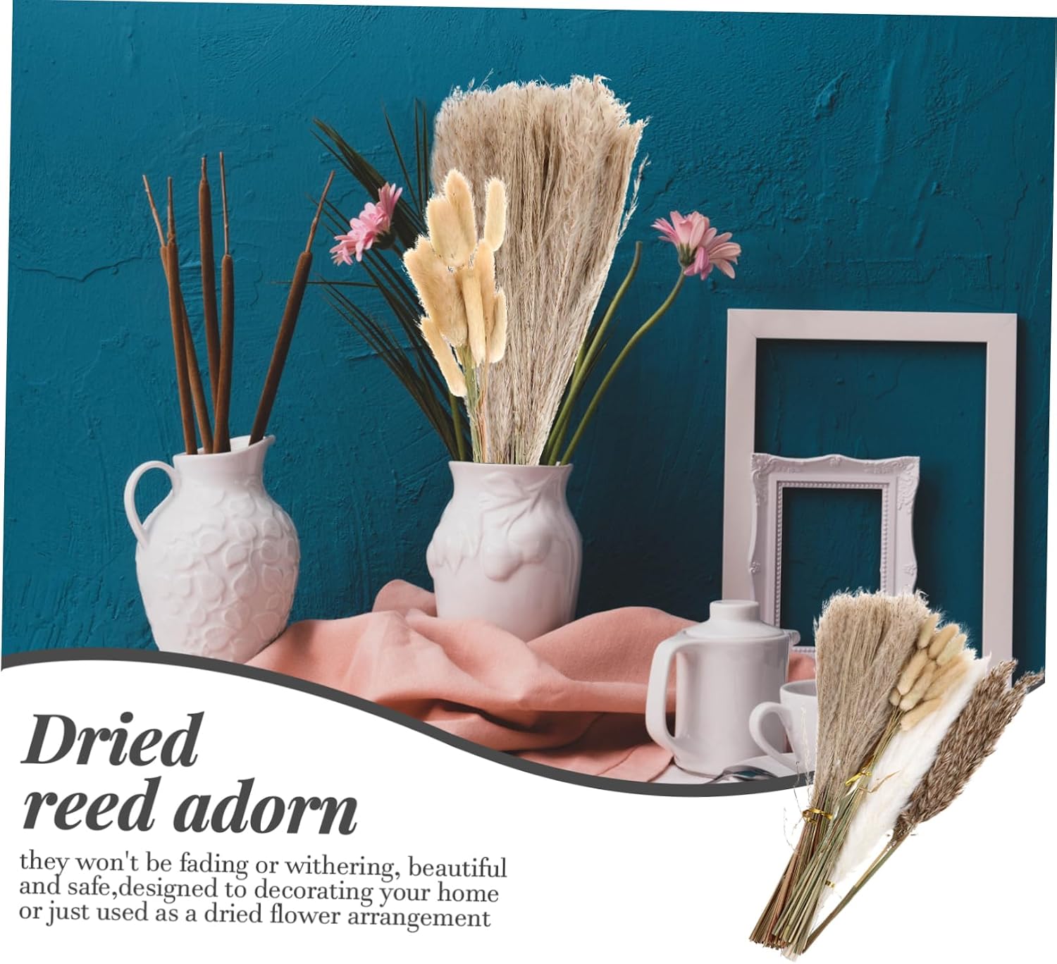 Dried Flower Reeds Bouquet Arrangement Artificial for Home Decor Rustic Wedding Decorative Prop Versatile Floral Arrangement for Events and Photography
