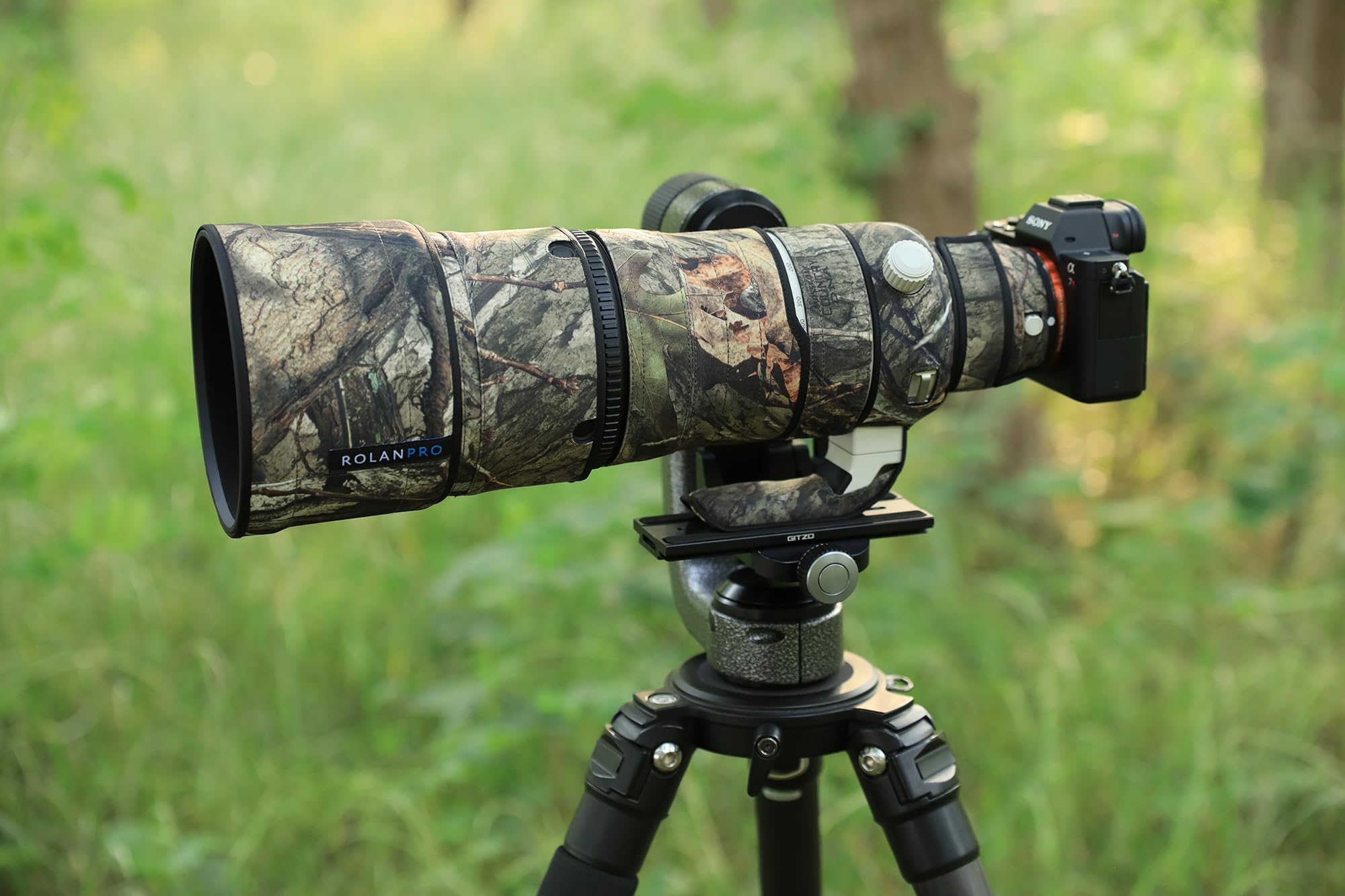 Rolanpro Copriobiettivo impermeabile mimetico per Sony FE 100-400 mm F4.5 GM OSS Lens Custodia protettiva abbigliamento #31 Jungle camo impermeabile