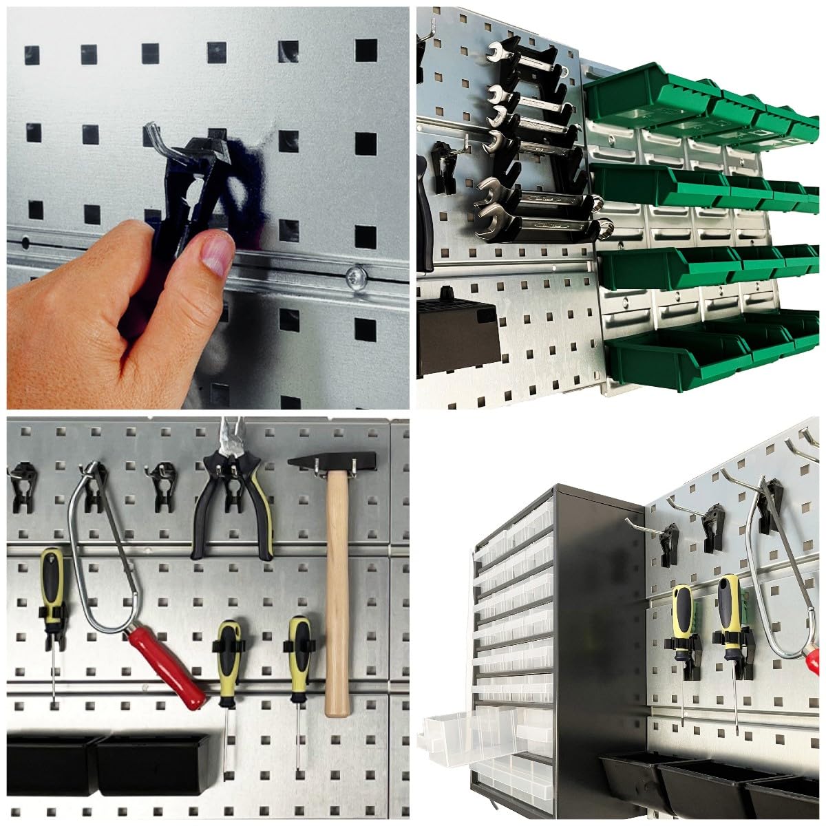 Raaco Start Set 1 kit Mural Atelier, Mur d'Outils avec Panneau Perforé | Mur d'Outils avec Panneau Perforé + Porte-Outils + Boîtes de Rangement Visserie + Casiers à Tiroirs pour Système - accessoire