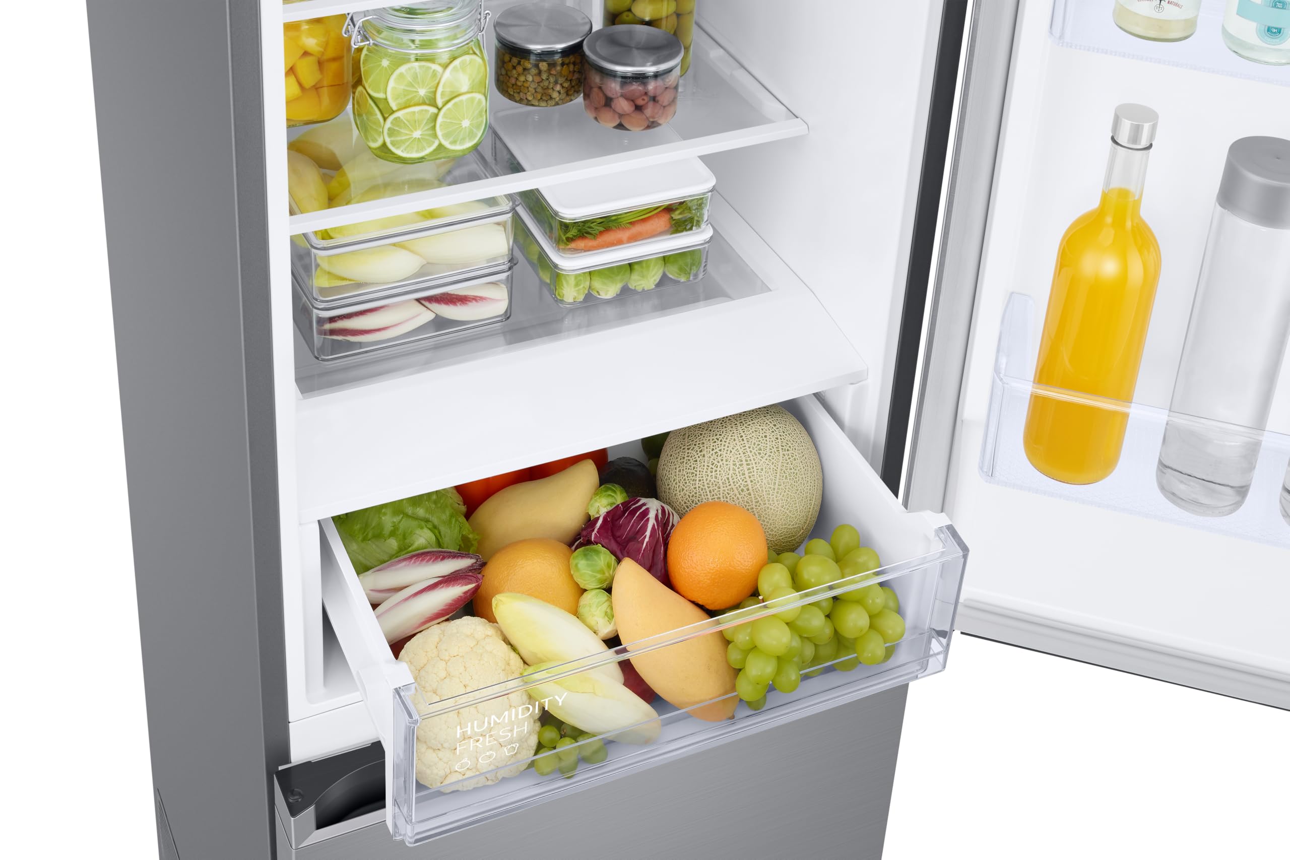 Samsung Frigorífico Combi No Frost 203cm 390L SpaceMax RB38C600CS9/EF | Enfriamiento uniforme, Ahorra hasta un 15% de energía gracias a la IA, Power Cool, Power Freeze, Compresor Digital Inverter