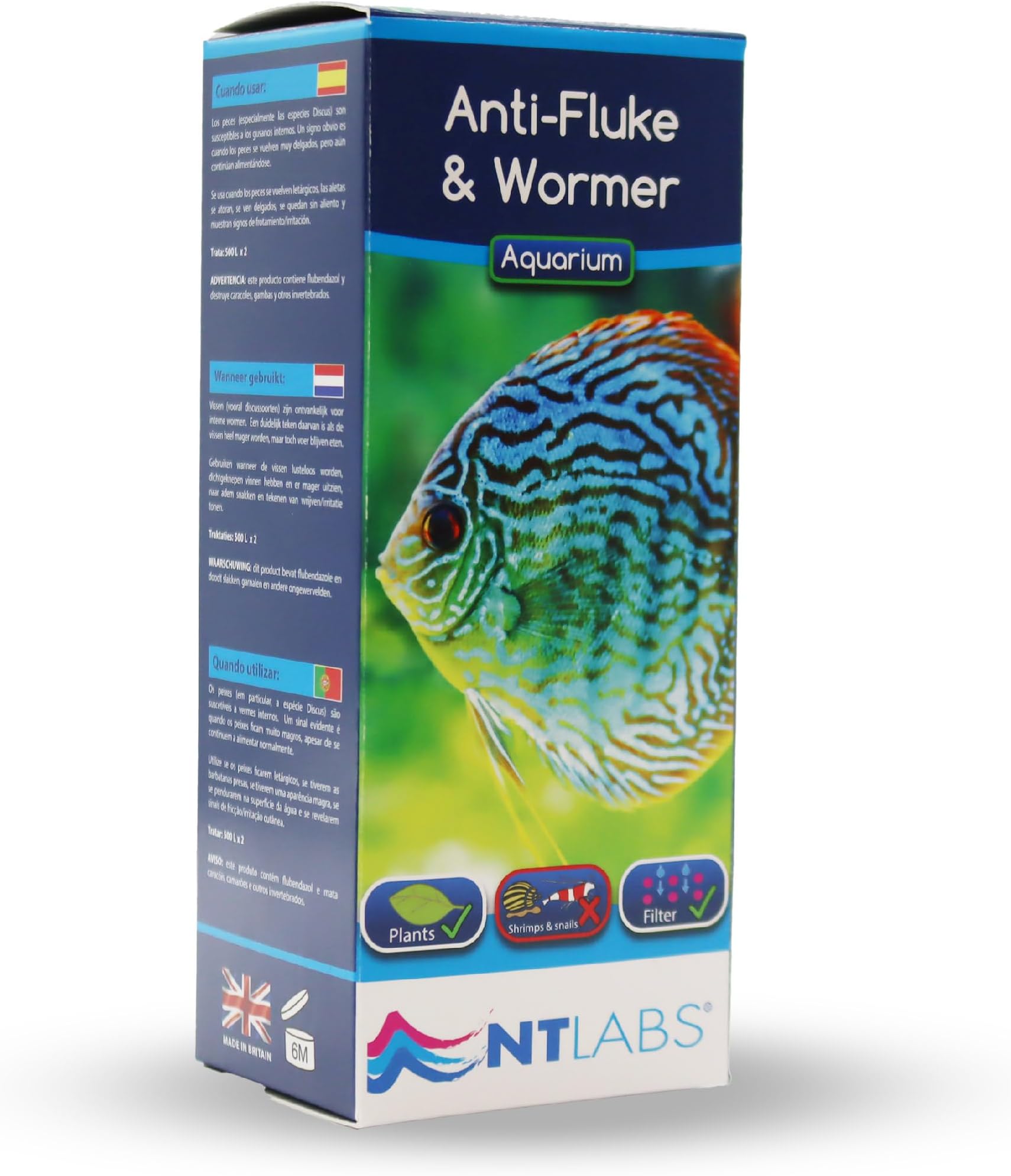 NT Labs Aquarium Anti-Fluke and Wormer, Tropical & Coldwater Aquarium Medicine, Treats Internal Worms, Combats External Parasites Such as Skin & Gill Flukes (20ml - Treats 2 Courses of 500L)