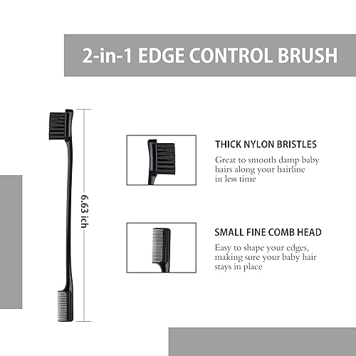 Miniatura 4 de Juego de 7 peines para peinar el cabello, color rosa, cepillo de burlas de salón, peine de cola de rata, cepillo de control de doble borde, 4 pinzas