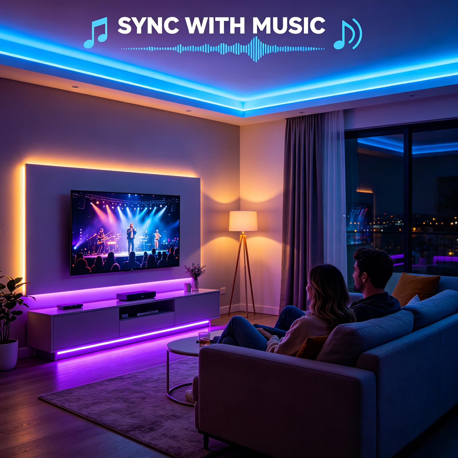 Striscia LED RGBW COB Bianco Freddo 6000K 10M 24V CRI 90+ | Sincronizzazione Musicale Multicolore Dimmabile 7840LEDs Larghezza 12mm RGB+6000K Kit per Camera da Letto, Sala Giochi, Feste