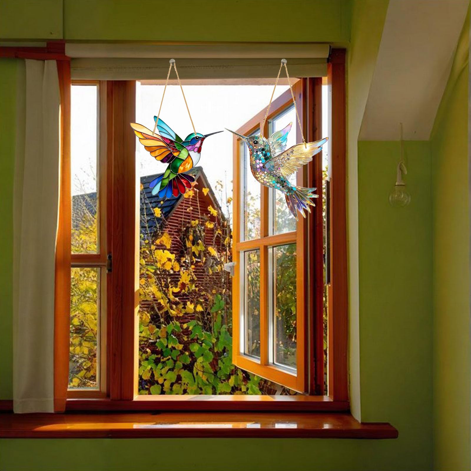 VAIIEYO Kolibri Sonnenfänger Aus Acryl – 7,8 Zoll Fensterdekoration Mit Metallkette | Doppelseitig, Lichtreflektierend