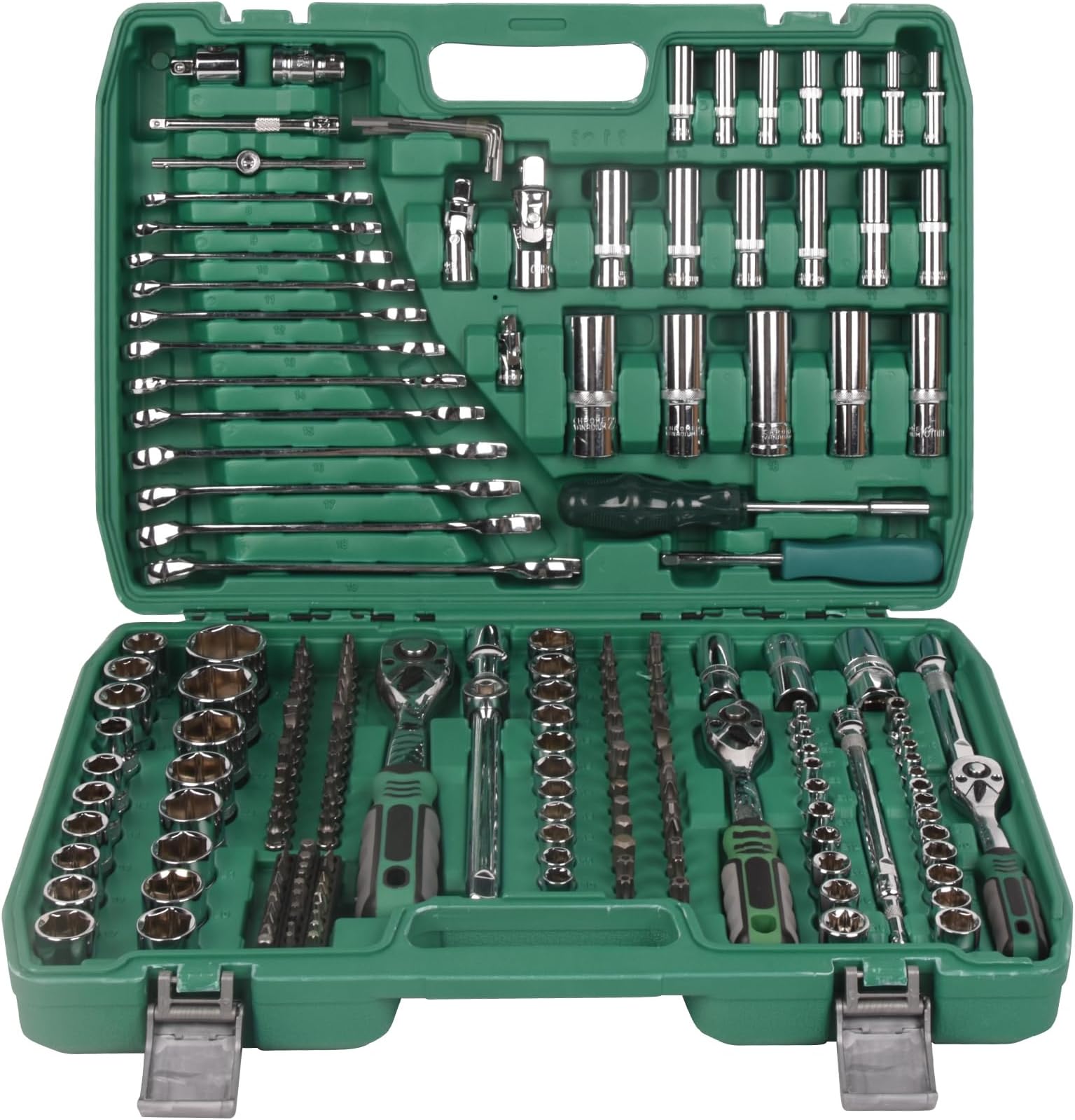 216-Piece Mechanics Tool Set, 1/4" & 3/8" & 1/2" Drive, Socket Wrench Set Metric CR-V for Universal Professional Mechanics, DIY Enthusiasts, Auto and Household Repairing