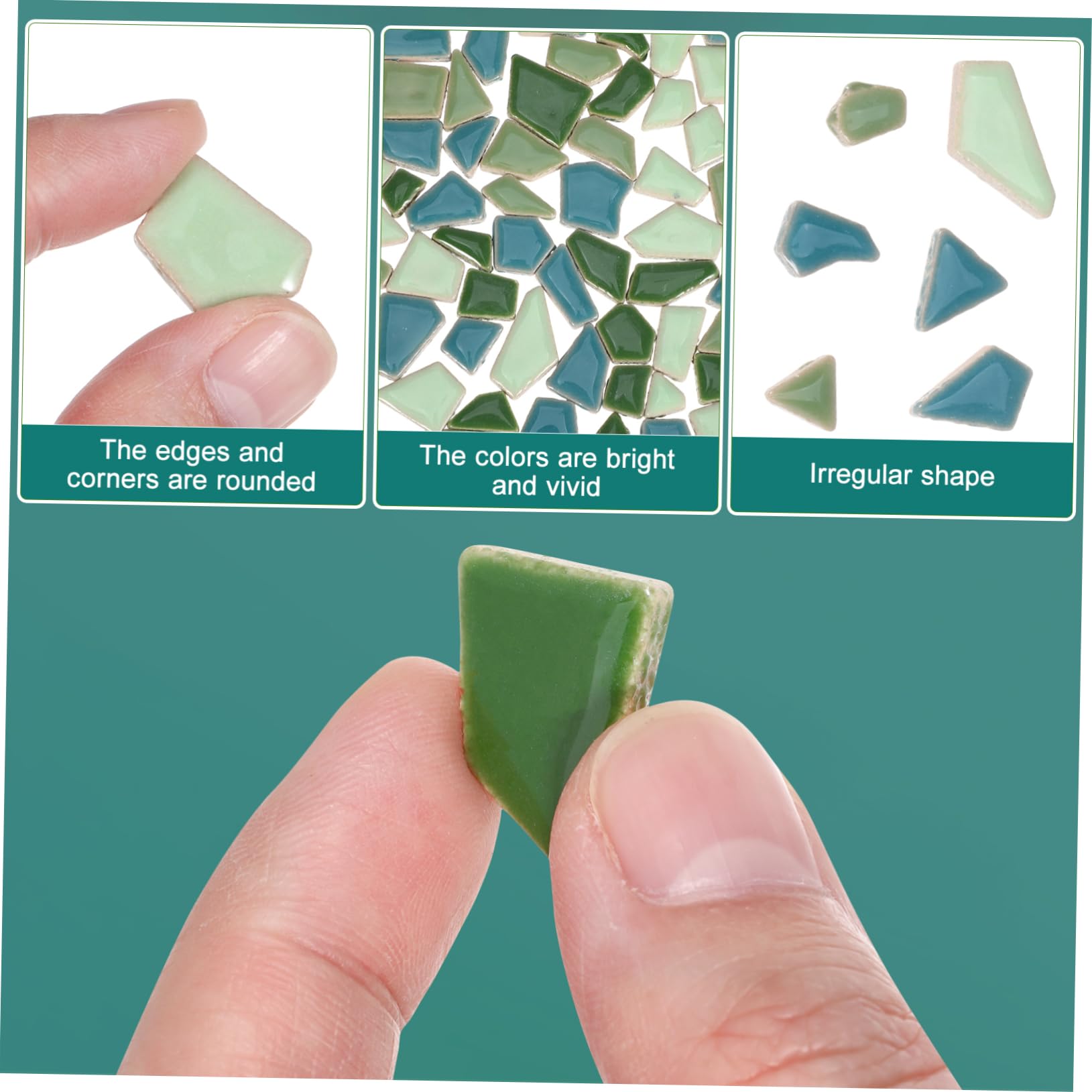 DOITOOL 6 Piezas Teselas de Cerámica Esmaltada para Diy Azulejos Irregulares Duraderos Pequeñas Verde para Manualidades y Decoración