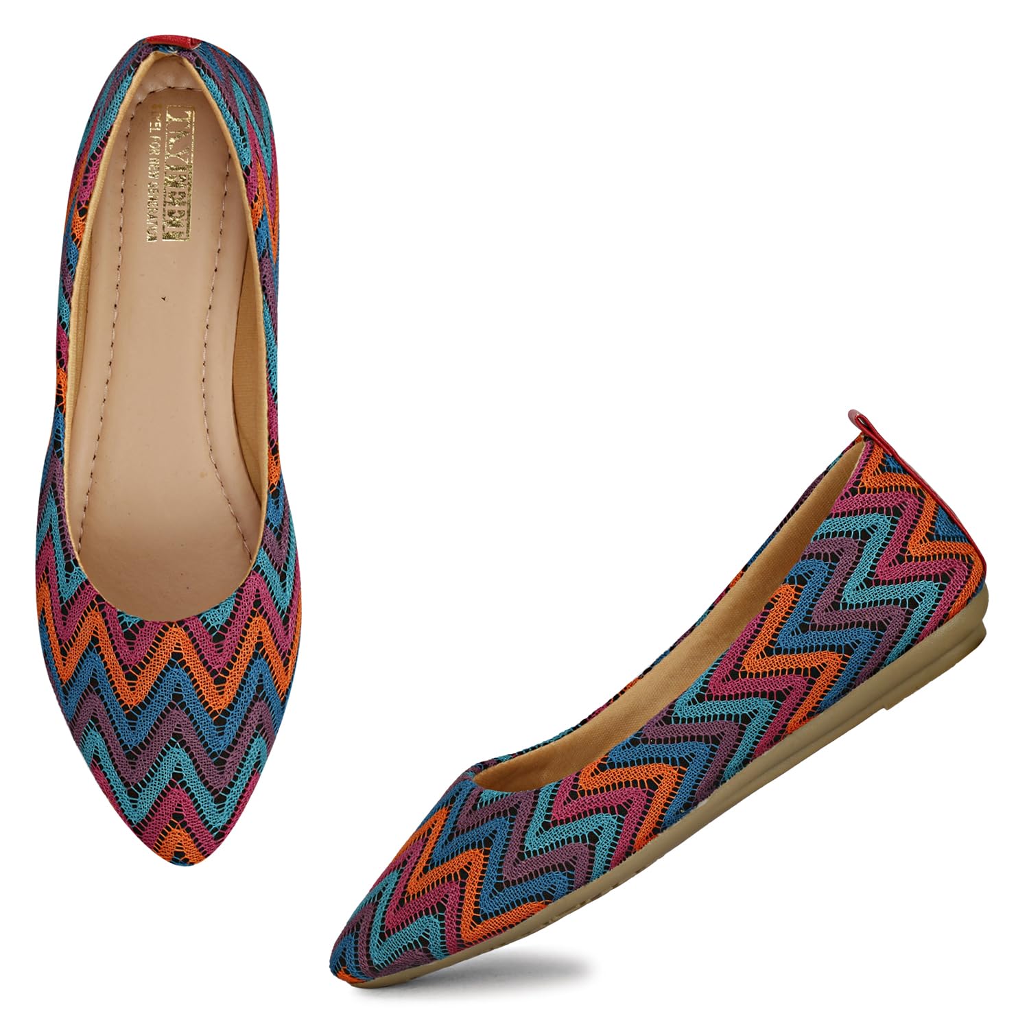 tryfeet flats zig zag colorful casual bellies for women girls ladies
