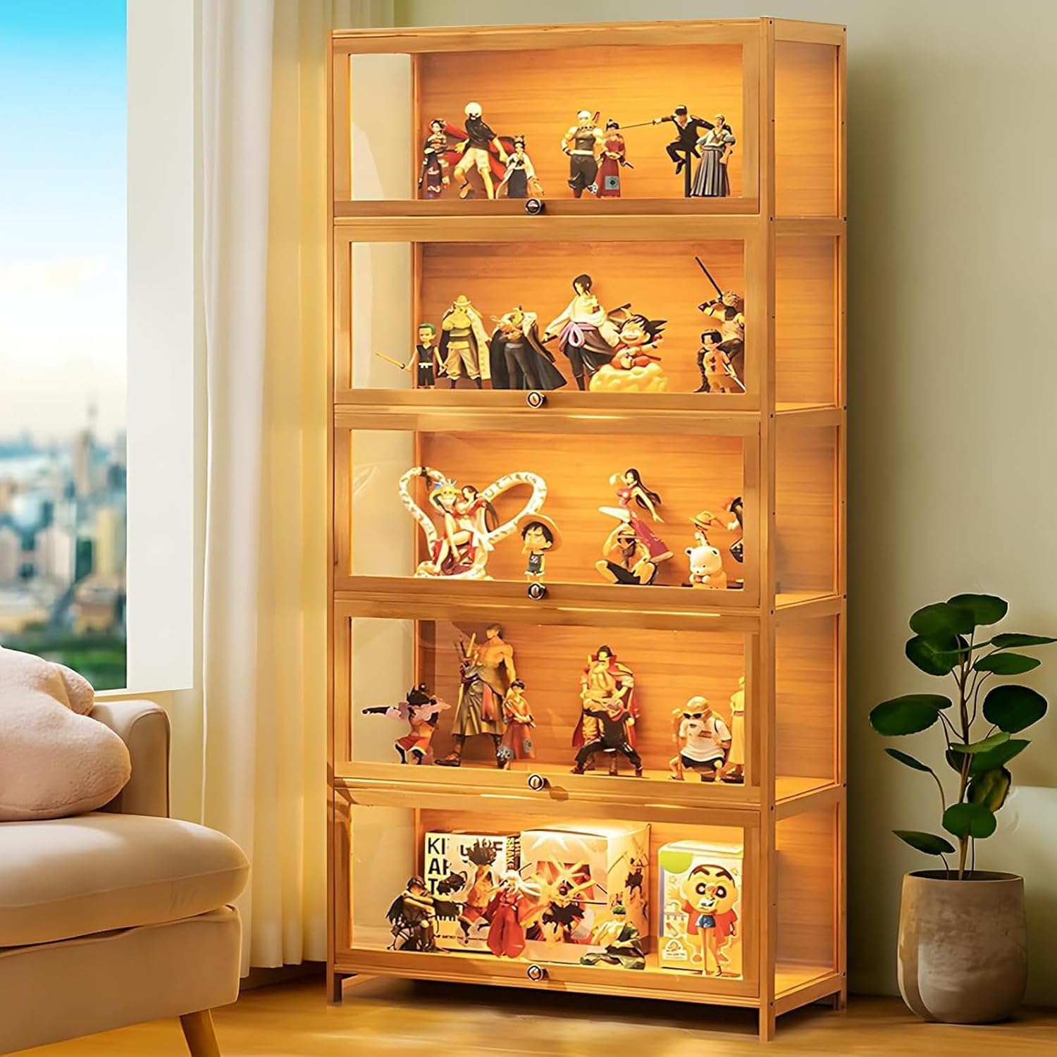 Rear view of the idhhco 5 Tier Curio Display Cabinet, showing the back panel and structural elements.