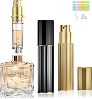JOOMOKO Perfume Atomiser, Perfume Travel Bottle, 10ML Atomiser Spray Bottle, Refillable & Travel Size Perfume Spray Bottle Easy to Refill Cologne Dispenser for Women Men(Gold＆Black)