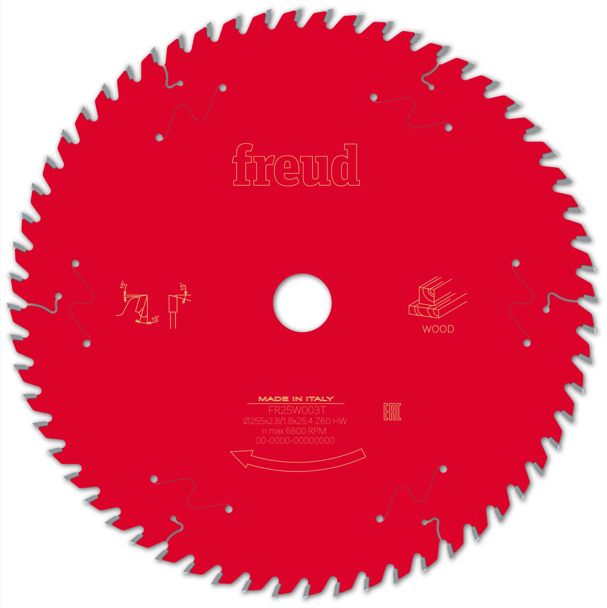 Freud Wood Table Saw Blade 255mm x 25.4mm 60T Corded