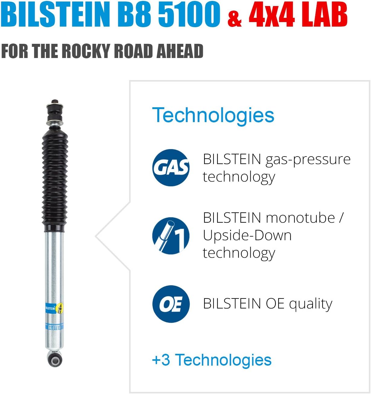 Bilstein 5100 Gas Shock Front Pair for 94-13 Dodge Ram 2500 3500 4WD with 6in Lift