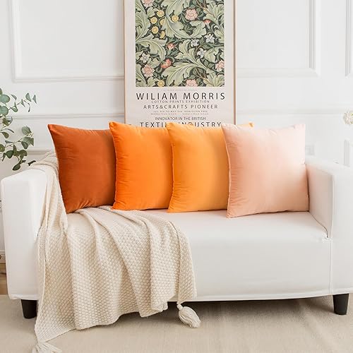 Vista 33 de Yonous Juego de 4 fundas de almohada cuadradas suaves de terciopelo verde degradado, fundas de cojín cuadradas suaves de alta calidad, almohadas