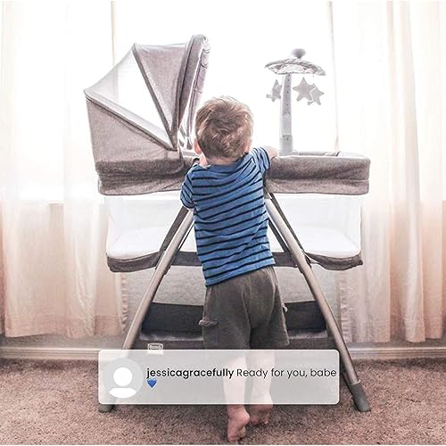 Miniatura 5 de Simmons - Cuna portátil para niños, cuna portátil, brazo móvil de actividad con luz nocturna, vibraciones, luces parpadeantes y estrellas