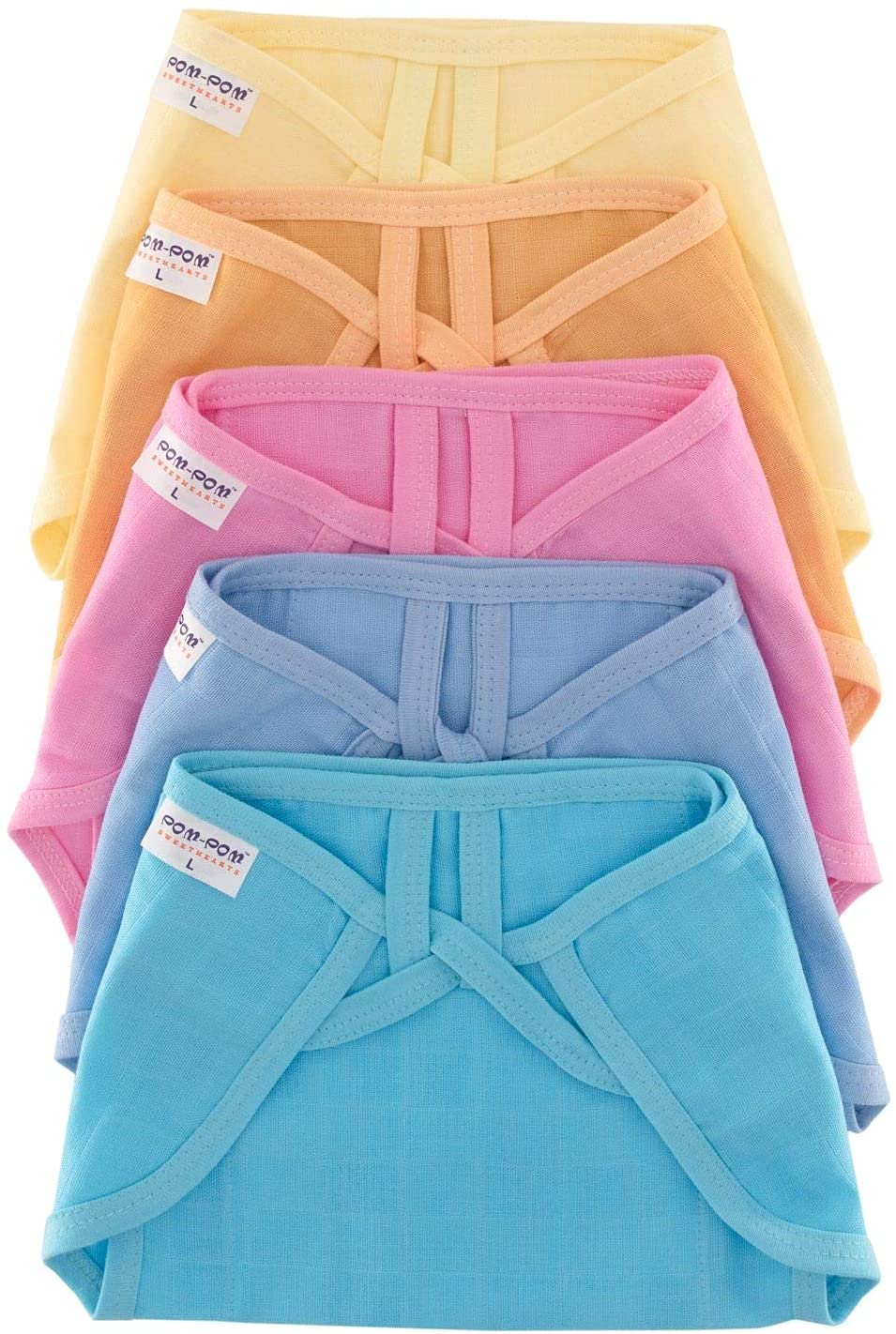 pom-pom SWEET HEARTS Tie up Nappy For Babies, Reusable, Washable Soft Muslin Cotton Nappy/Langot for New Born Baby | Gentle on Baby Skin | Helps in Potty Training | 0-1 months | Pack of 5 | Dyd