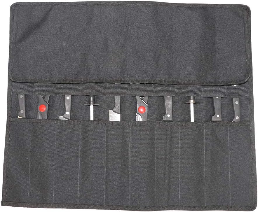 Practical Chef’s Knife Roll Bag, Heavy Duty Padded 10 Pockets Culinary Organizer Roll Case,Chef Cutlery Utensil Holder Protectors With Shoulder Straps & Carry Handles For Chefs And Students(HGJ856): Home & Kitchen