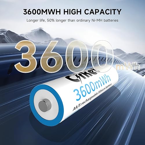 Miniatura 2 de Baterías recargables de iones de litio AA y AAA, paquete de 8 con cargador rápido, 3600 mWH+1300 mWH, 1.5 V, larga duración, doble A, trípode, A,