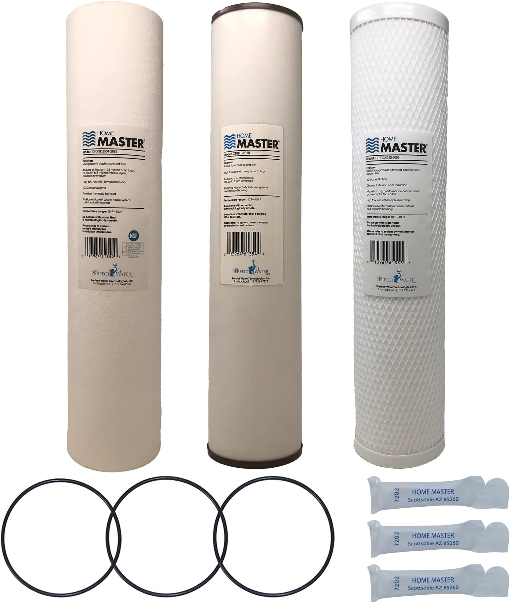 Home MasterWhole House Sediment, Iron & Carbon, 3 orings & Grease, Replacement Filter Set CsetBB3SmgFeC 20x4.5
