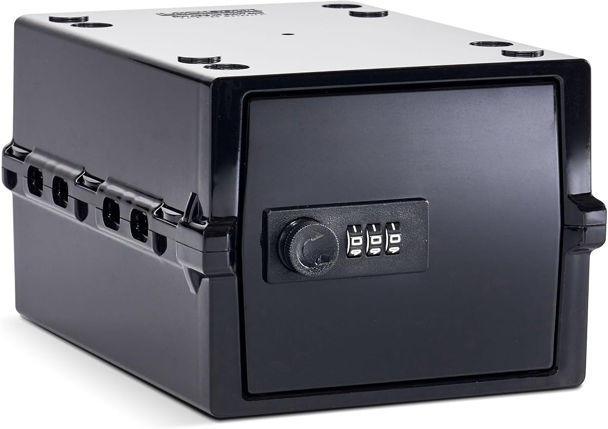 Lockabox Mini™ | Small Lock Box with Combination Lock (Half Letter Sized) | Mini Lockable Box for Small Medicines, Snacks & Mobile Phones | External Size 8.8 x 6.1 x 4.7 Inches (Jet)