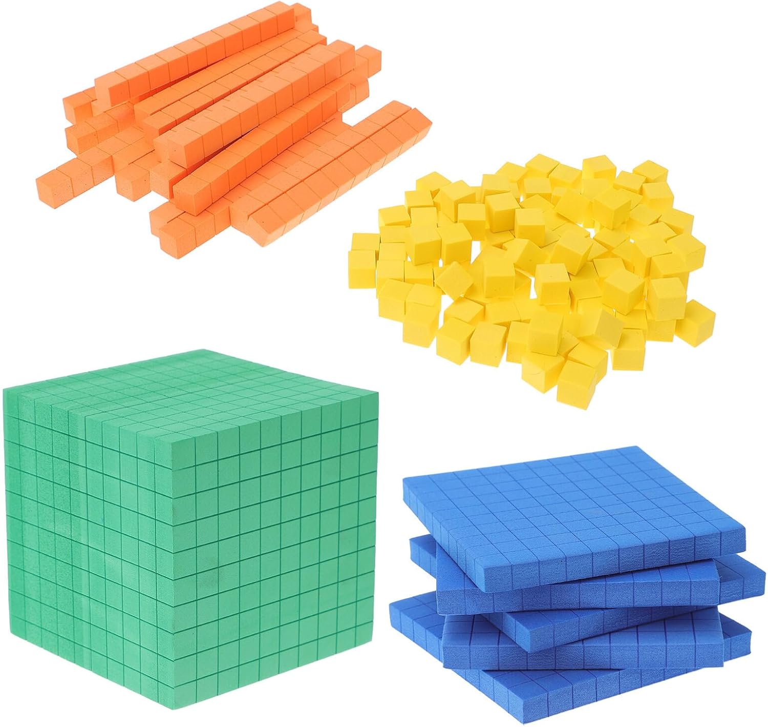Alipis Math Counters Base Ten Blocks for Math, Foam Base Ten Blocks for Math Place Value Blocks