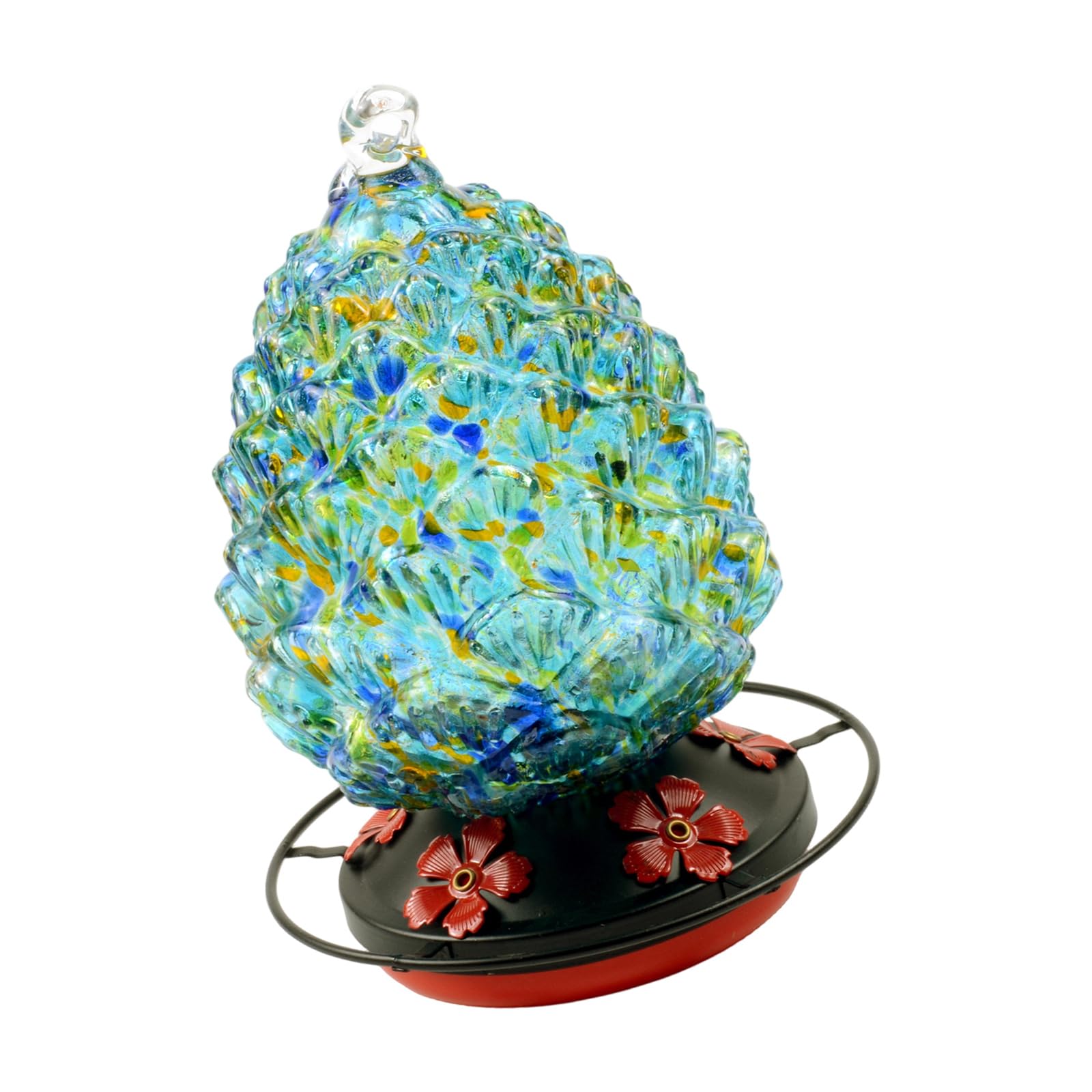 Comedero para pájaros para observadores de colibríes, Colgante de con Base de Metal y Soporte para Percha, alimentador de vidrieras para Patio, balcón, Patio, decoración para Amantes de los de