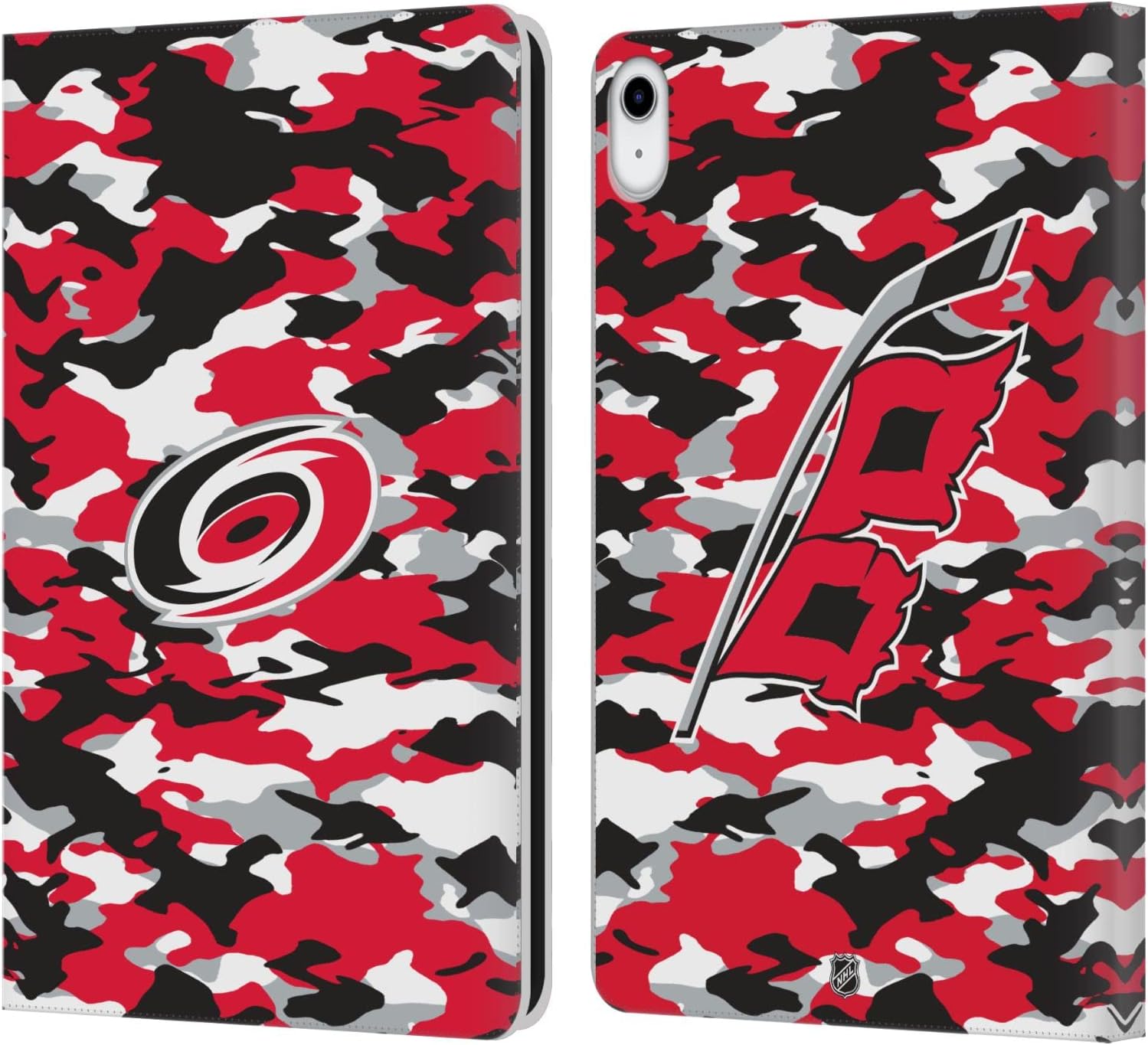 Head Case Designs Officially Licensed NHL Camouflage Carolina Hurricanes Leather Wallet Case Compatible with Apple iPad 10.9 2022/2025