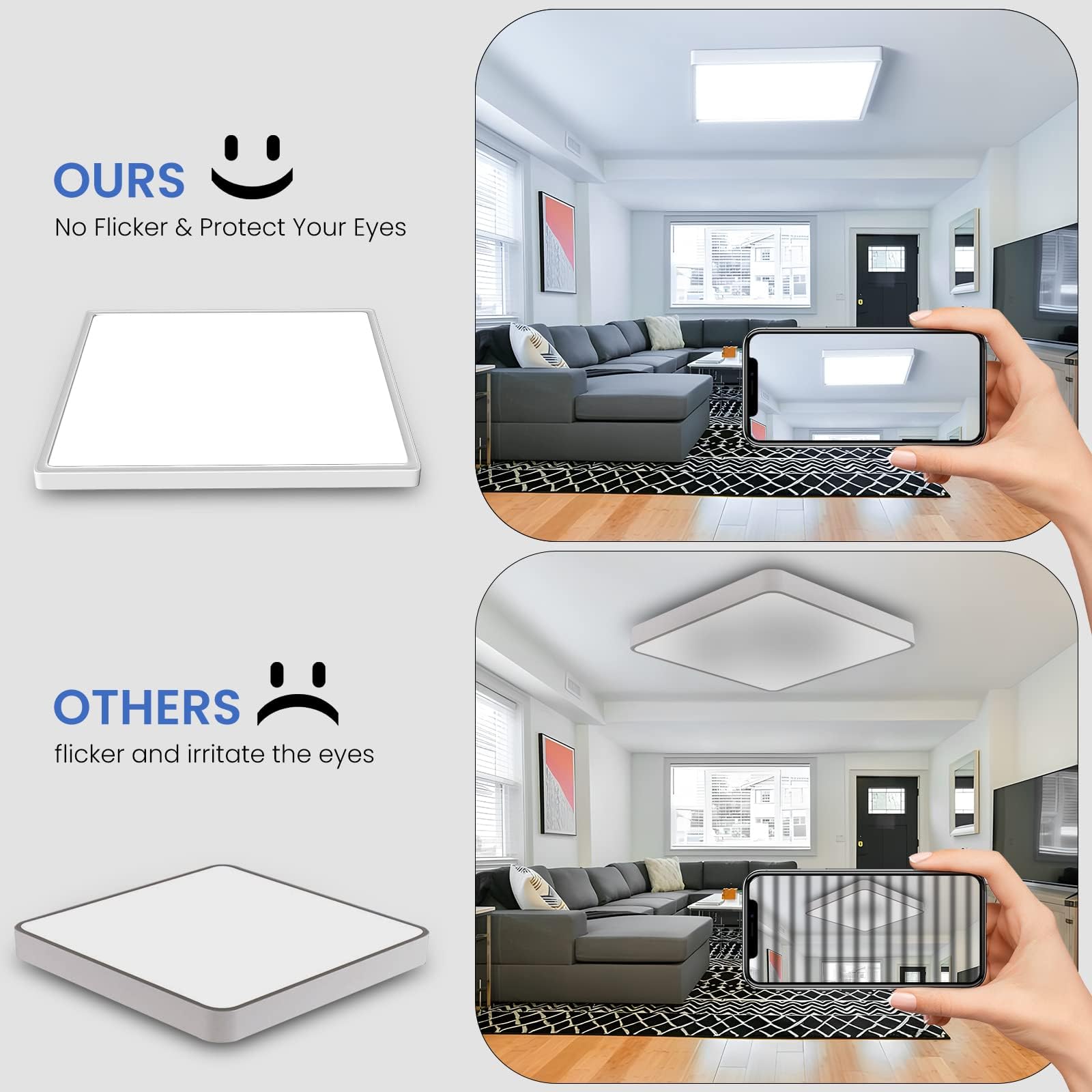 OTREN Plafoniera LED Soffitto Quadrata, 6500K Lampada da Soffitto LED Moderno, Plafoniera Bagno IP44 per Camera da Letto, Cucina, Soggiorno, Balcone, Ufficio, 30CM