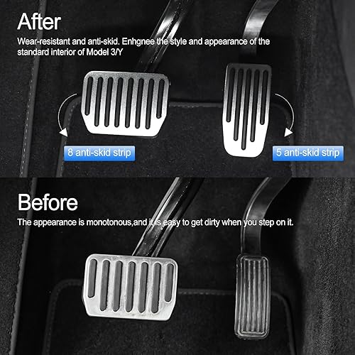 Miniatura 9 de QIRUIMY Juego de almohadillas para pedal de pie para Tesla Modelo 3 Modelo Y accesorios de aluminio antideslizantes de rendimiento para automóvil