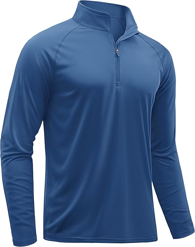 TACVASEN Camisetas atléticas de manga larga para hombre 1/4 de jersey con cremallera protección solar protección contra erupciones UPF 50+ camisetas para correr al aire libre