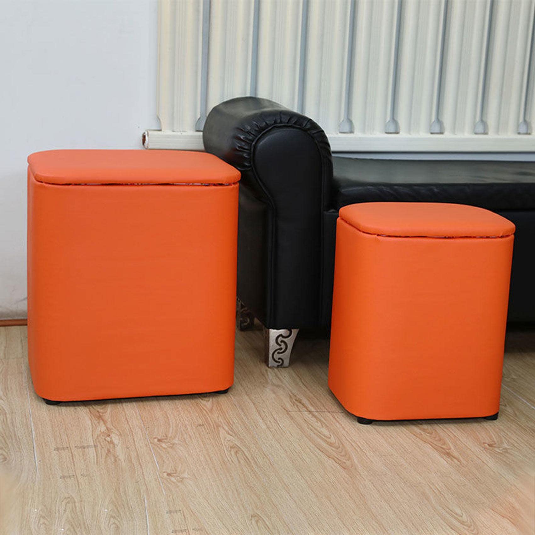 IROEJT Ottoman,Ottomans Footstool Pouffe Box Leather Home Decor Office Bedroom Living Flip Over Lid Foot Stool Sturdy And Durable Foot Stools, Orange-31 * 25 * 38Cm，Orange 31 * 25 * 38cm