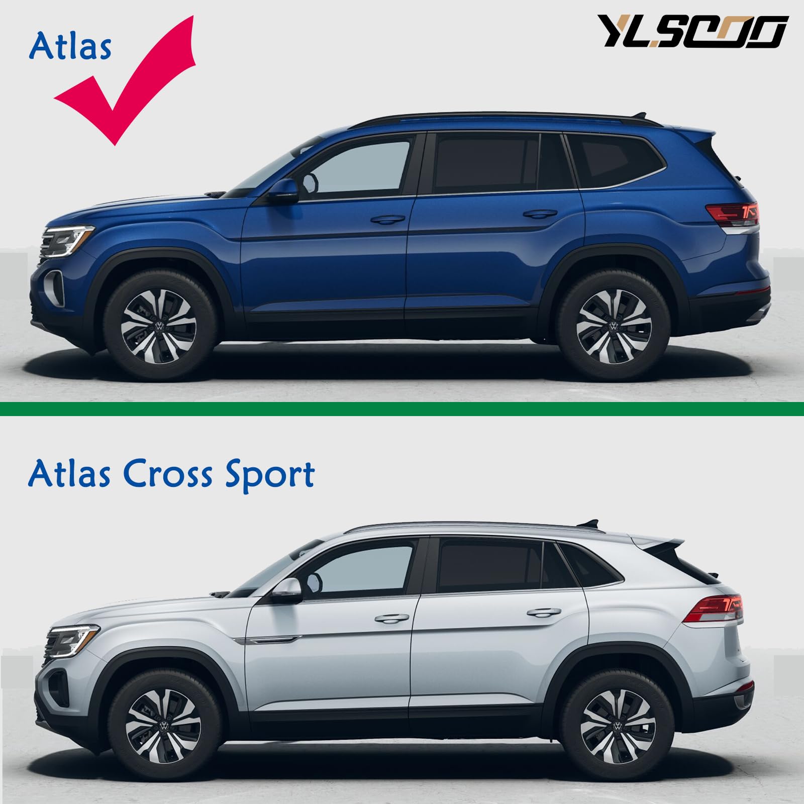 Osłony okienne kompatybilne z Volkswagen (VW) Atlas, zewnętrzne okno boczne, owiewki wentylacyjne, akcesoria, ciemny dym, 4 szt., 2019 2020 2021 2022 2023 2024