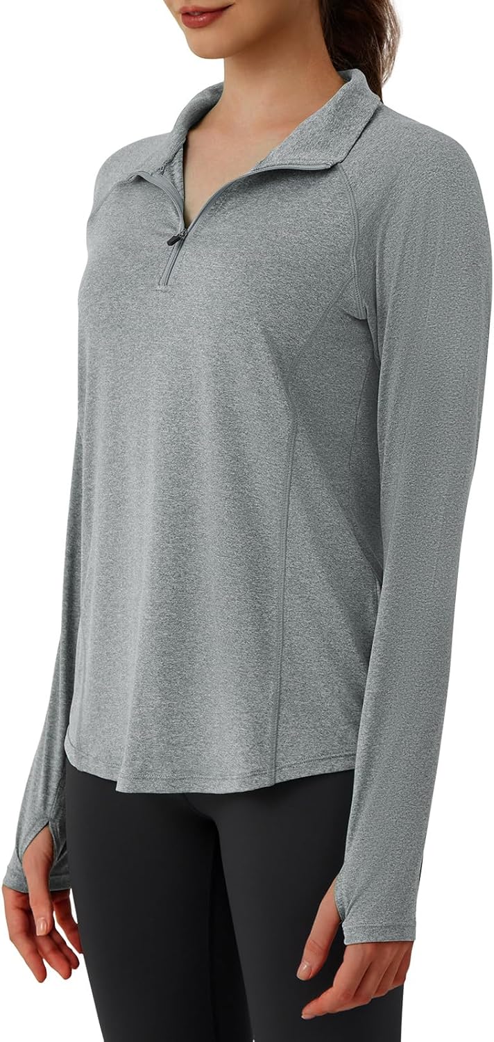 beroy Women's 1/4 Zip Shirts Pullover Long Sleeve Thumb Holes Workout Athletic Hiking Running Cycling Shirt with Pocket - Image 4
