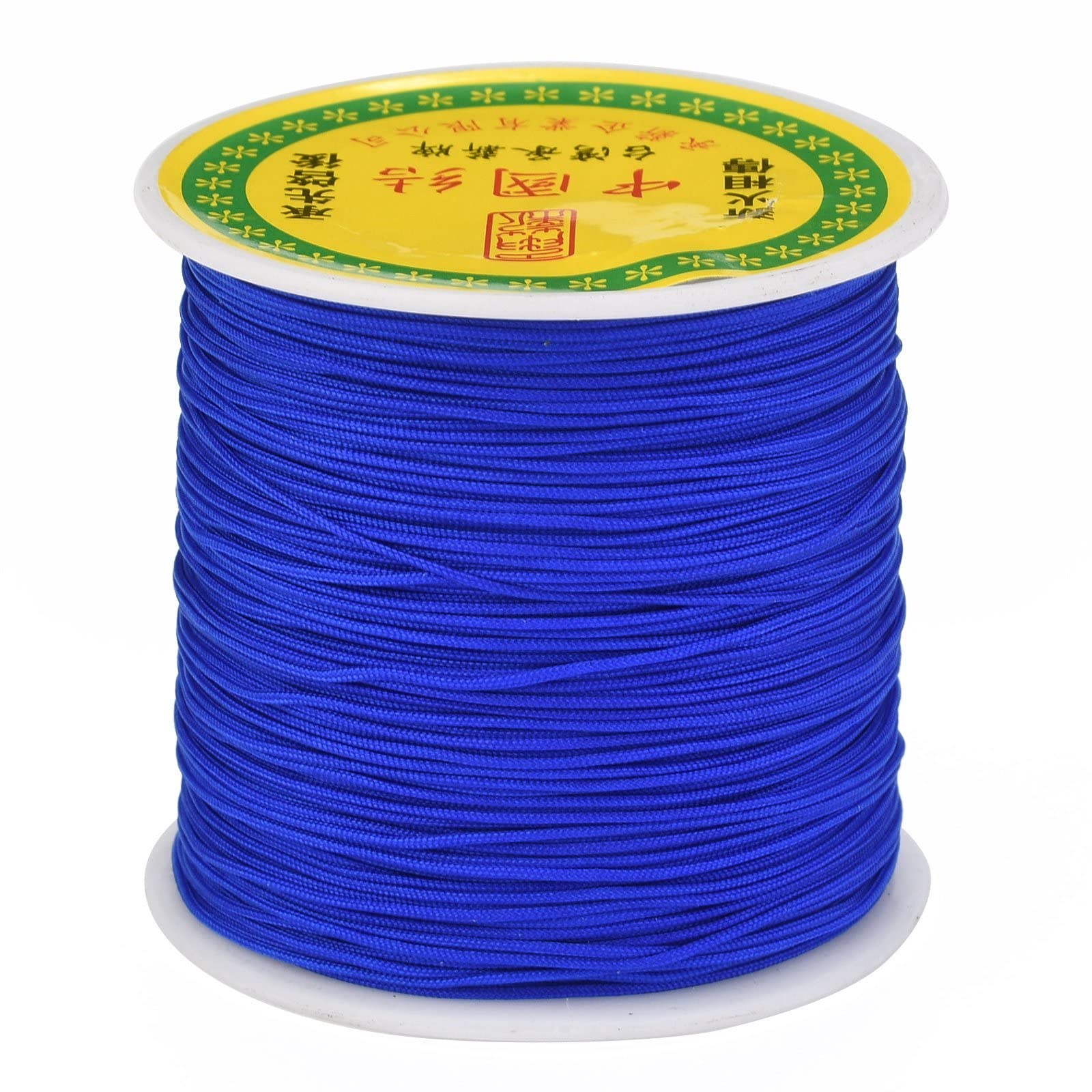 Fashewelry 100 Yards Nylon Beading Thread Cords 0.8mm Blue Macrame Chinese Knotting Cord String for DIY Necklace Bracelet Craft Jewellery Making