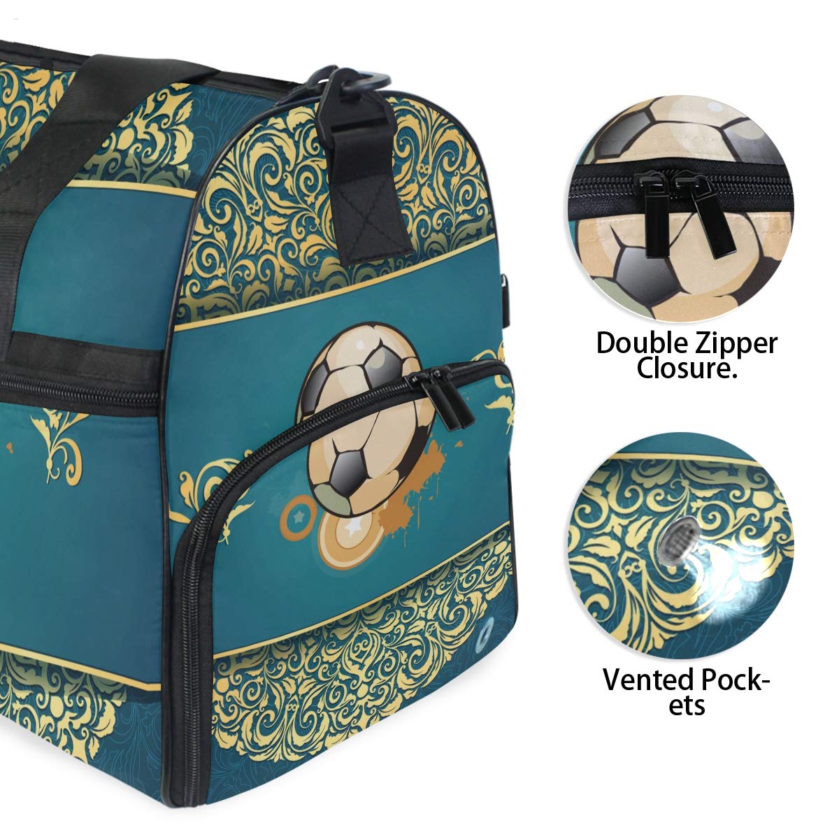 Arte Del Calcio Borsa da Palestra Sportiva da Nuoto con Scomparto per Scarpe Borsone A Tracolla Borsa da Viaggio per Donna da Viaggio