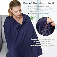 Vista 2 de Funda de lactancia y poncho de lactancia para bebé, cubierta de lactancia materna multiusos para toldo de asiento de automóvil, funda de asiento Azul
