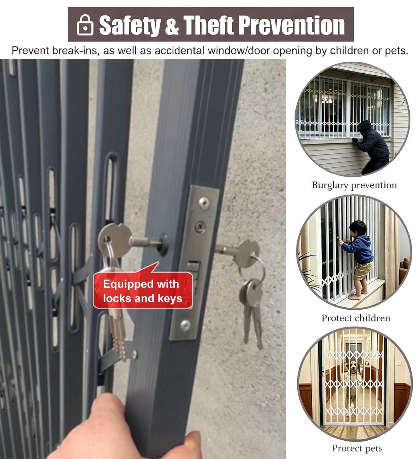 Inferriate per Finestre Grate di Sicurezza con Serratura per Finestre