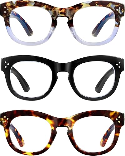 LADEESSE Gafas de lectura con bloqueo de luz azul, para lectura frente al ordenador para mujeres y hombres, anteojos antirreflejosfiltro UV +1.00