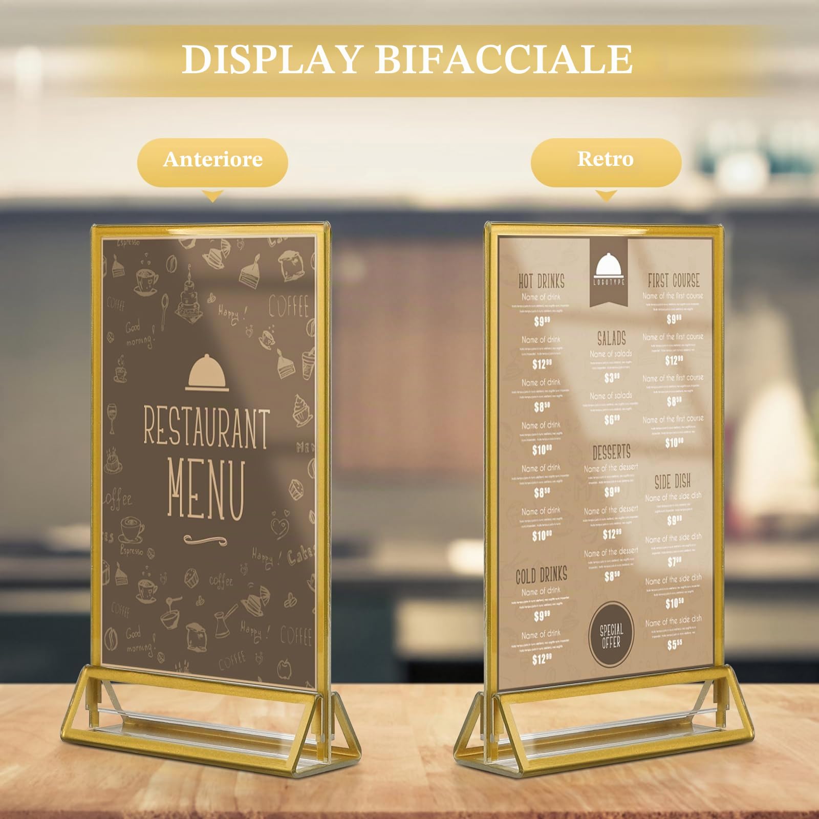efuturetime 12PCS Porta Menu da Tavolo A5 in Acrilico | Espositore Plexiglass Verticale, Cornici Doppia Faccia per Foto, Matrimonio, Pubblicità, Ricevimento