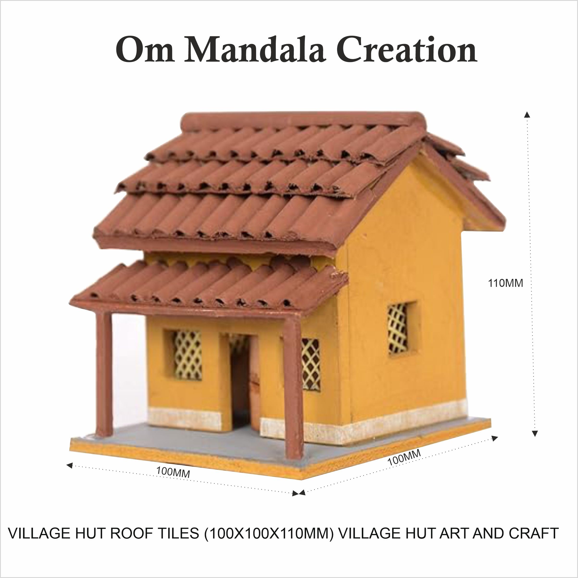 OM Mandala Creation Miniature Village Hut Model, Handcrafted Diorama with Tiles Roof, School Collage Project Art and Craft, Small Size 10 cm X 10 cm X 11cm - Image 5 thumbnail