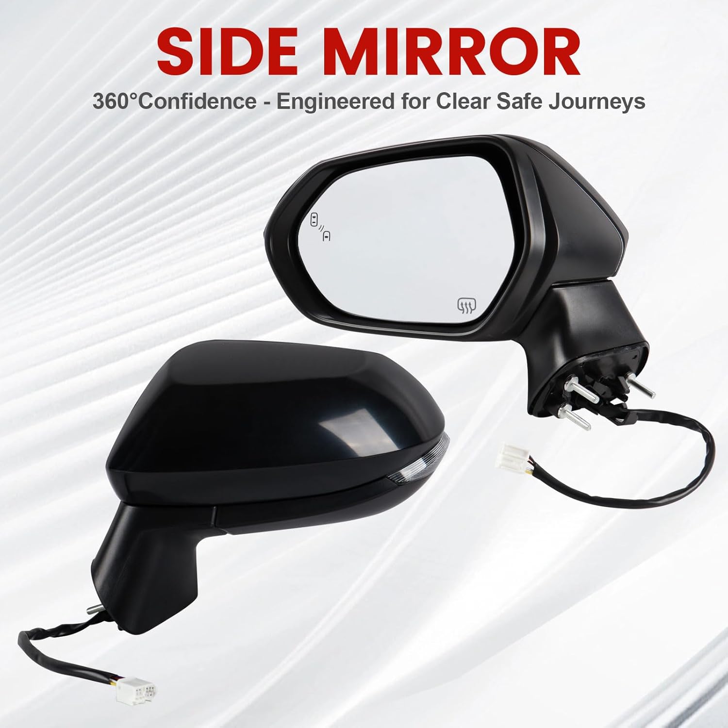Driver Side Mirror Compatible with 2020-2025 Toyota Corolla 7Pins with Power Glass Heated Manual Folding blind spot monitoring with turn signal Black Left Side View Mirrors Replace TO1320395