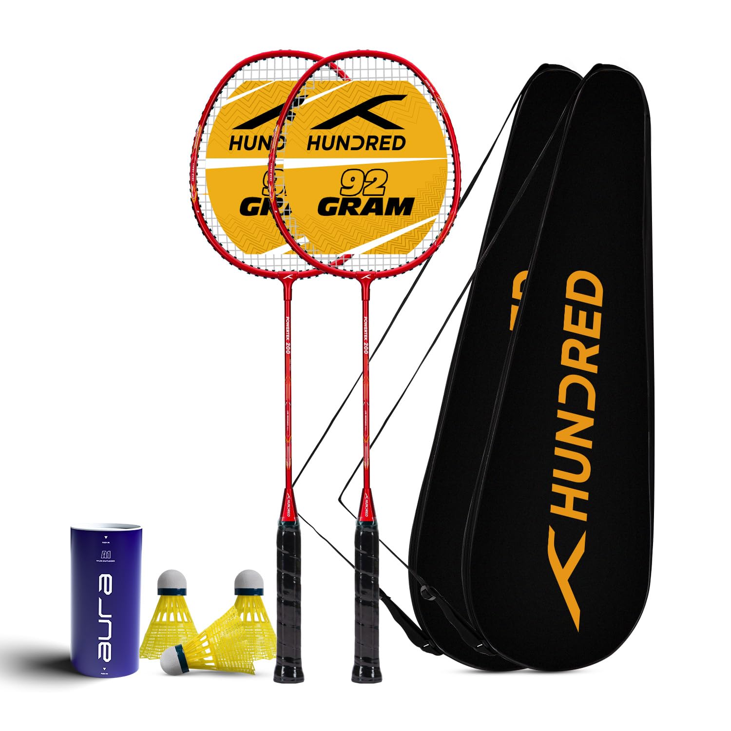 Powertek 200 (2 Strung Rackets with 2 Full Covers) with 3pc Aura Nylon Shuttlecocks (B0CZXF5CSJ) Amazon Price History, Amazon Price Tracker