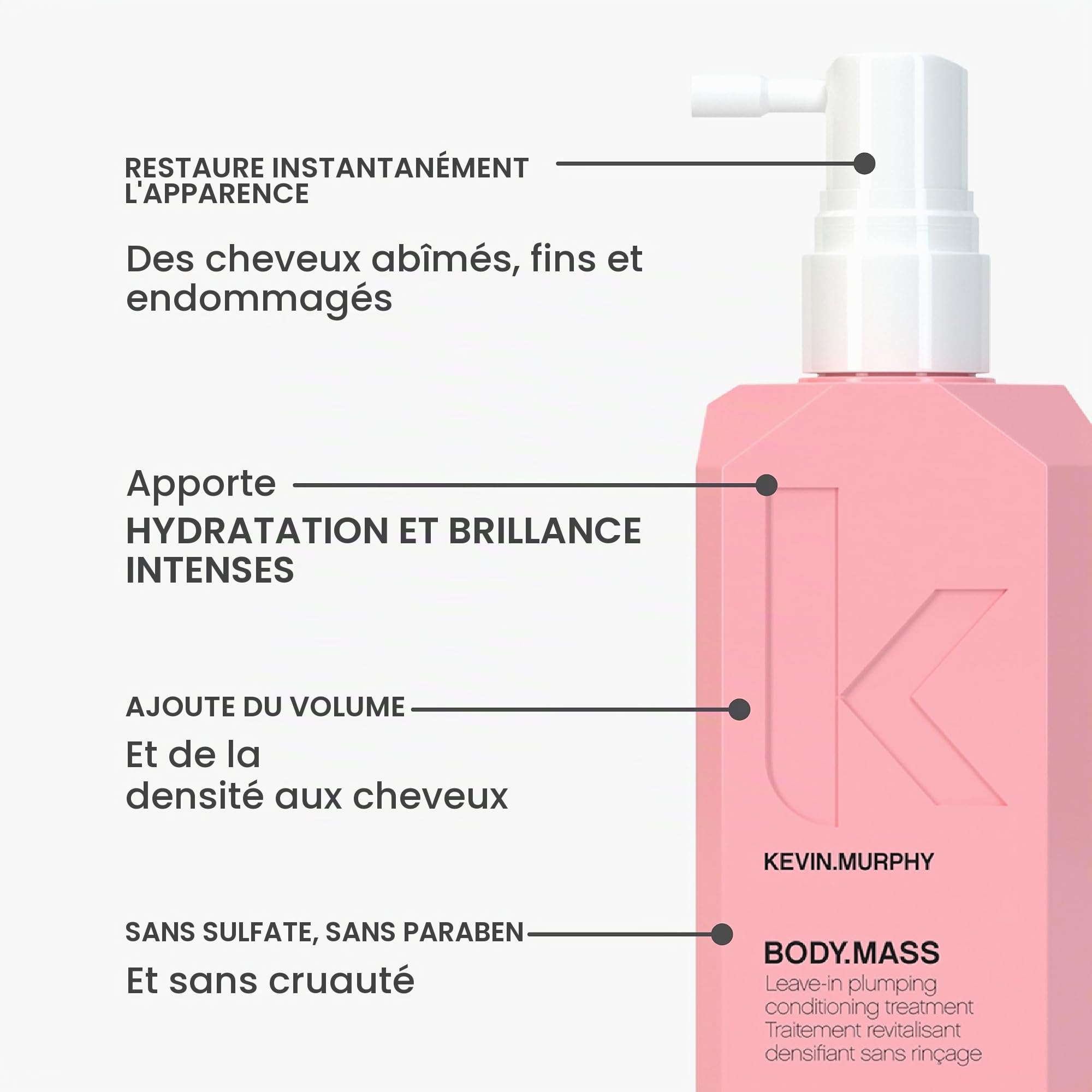 Kevin Murphy Body Mass 100 ml - Lotion Florale et Agrume - Renforce et Épaissit les Cheveux - Sans Sulfate, Sans Paraben et Cruauté Zéro - Pour Cheveux Fins, Secs ou Abîmés